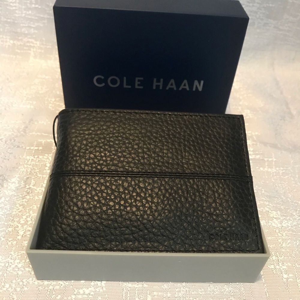 Cole Hann black leather wallet new with tags